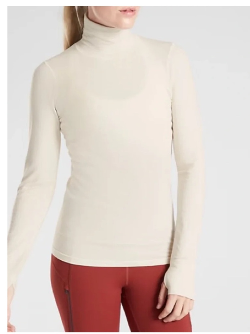 ATHLETA Foresthill Ascent Turtleneck Top Cream Beige Size S NWT
